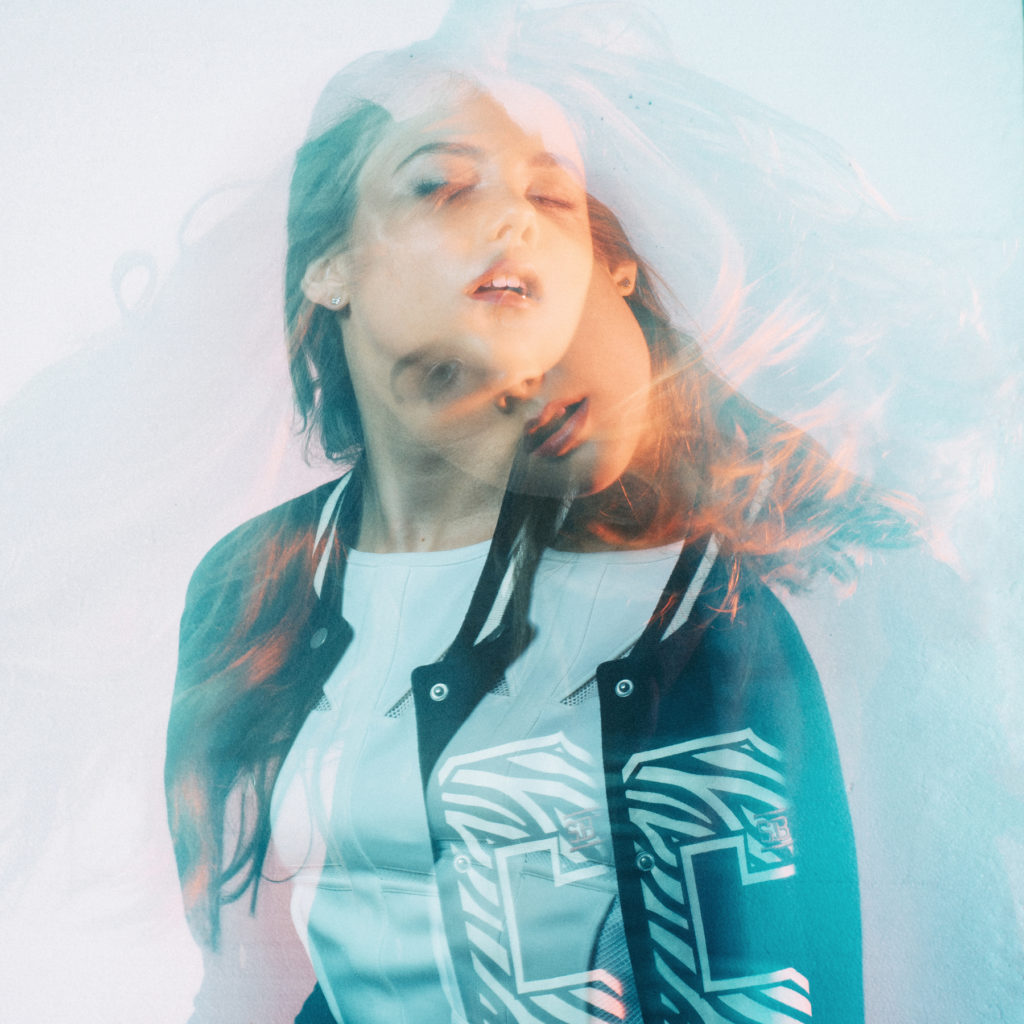 Double exposure Letter Jacket Cropped of Kerri Medders for Etched EP photo by Nate Taylor