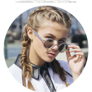 Kerri Medders in the issue of Lvlten Magazine Sporty Braids Sunglasses